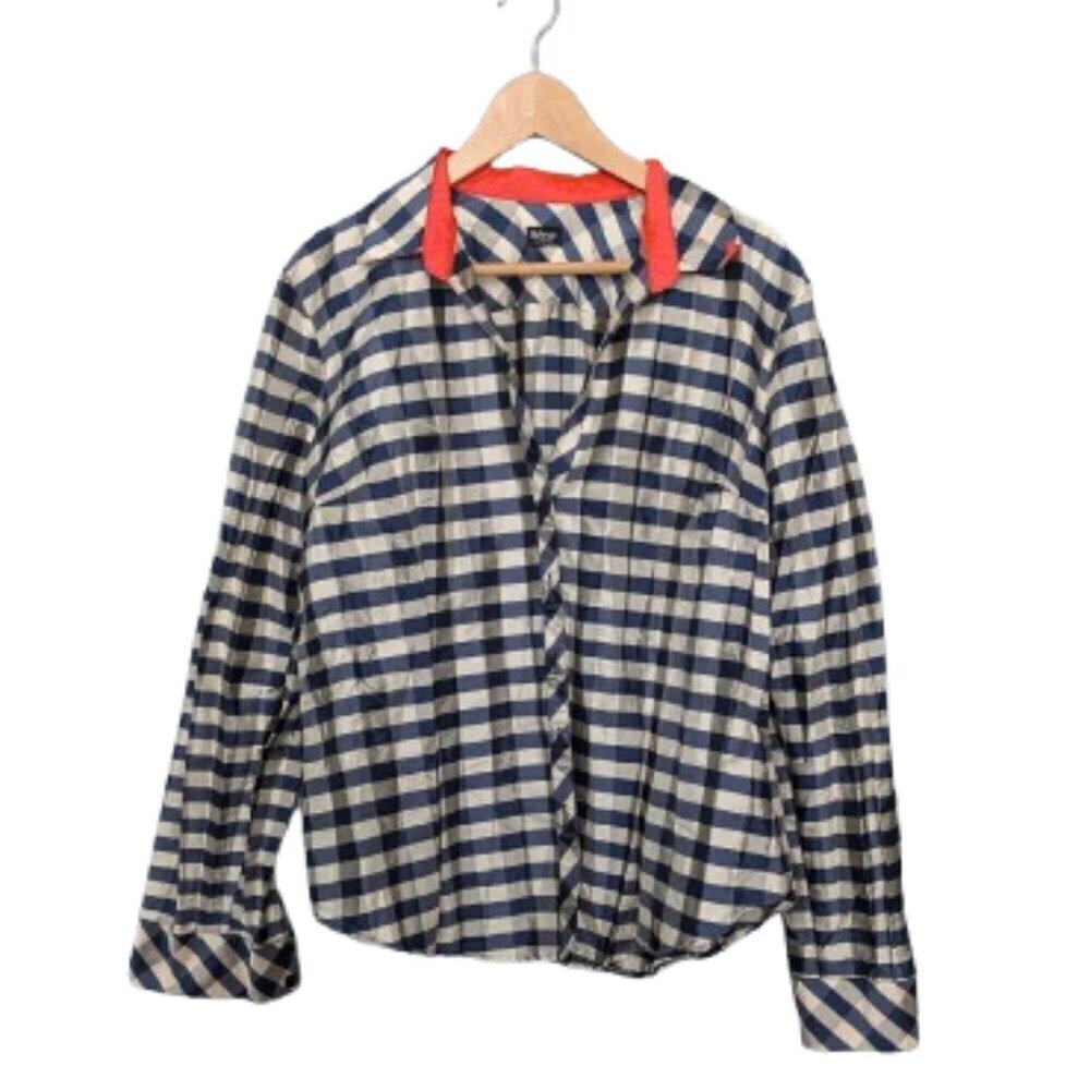 Beluva Webster Check Blouse with Contrast Cuffs